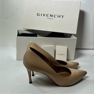 Givenchy Zipper Pumps Beige Patent Leather Size 41 Pointed Toe Heels